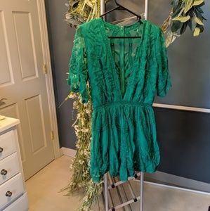 Boutique Green Lace Romper